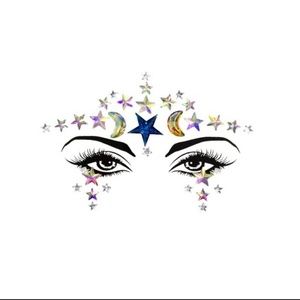 🌛⭐🌜 Blue Star & Silver Moon Face Gem Sticker